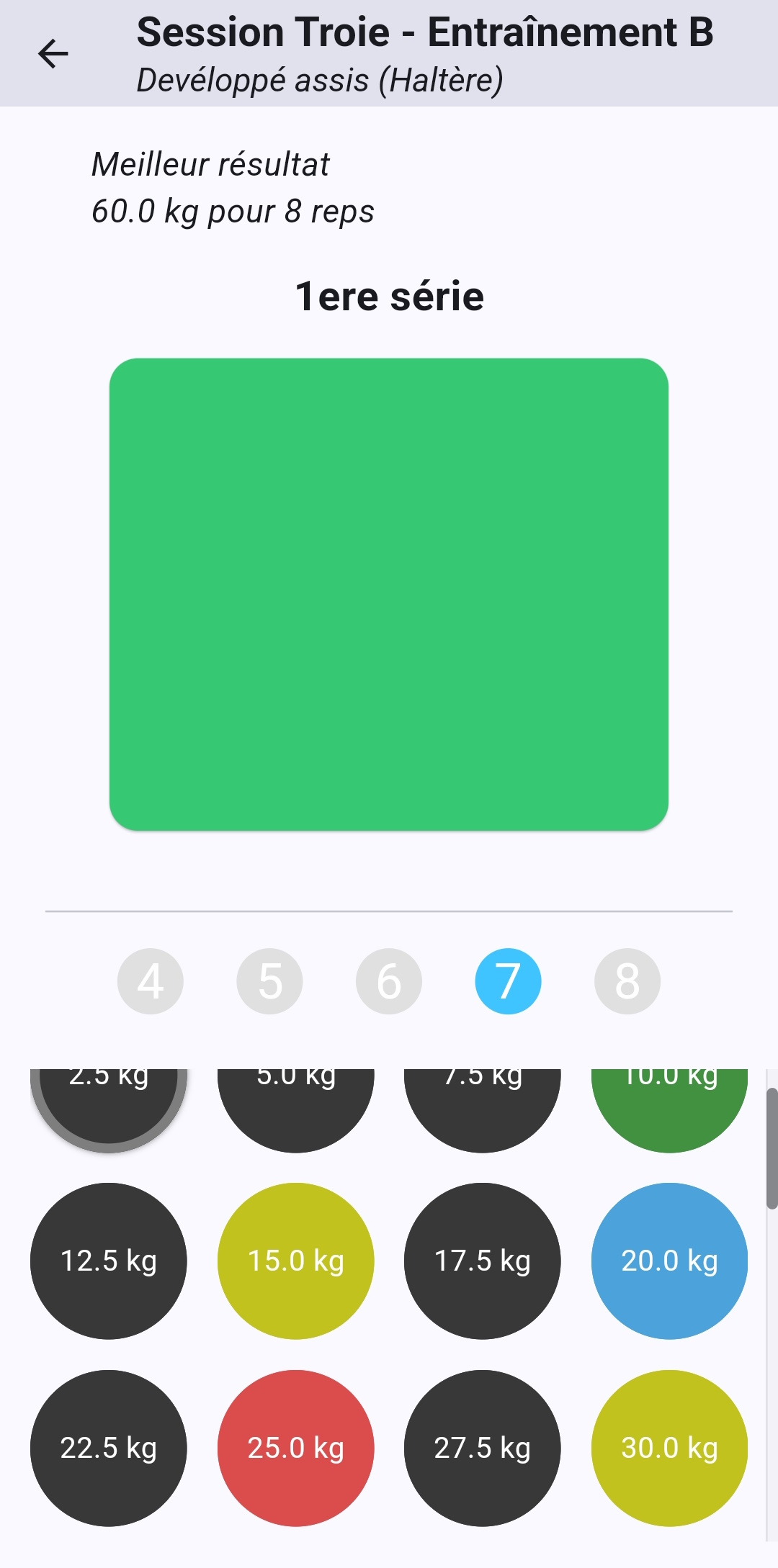 Screenshot séance app mobile